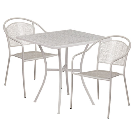 Flash Furniture CO-28SQ-03CHR2-SIL-GG Patio Table Set Includes (1) Table: 28"W X 28"D X 28-1/4"H