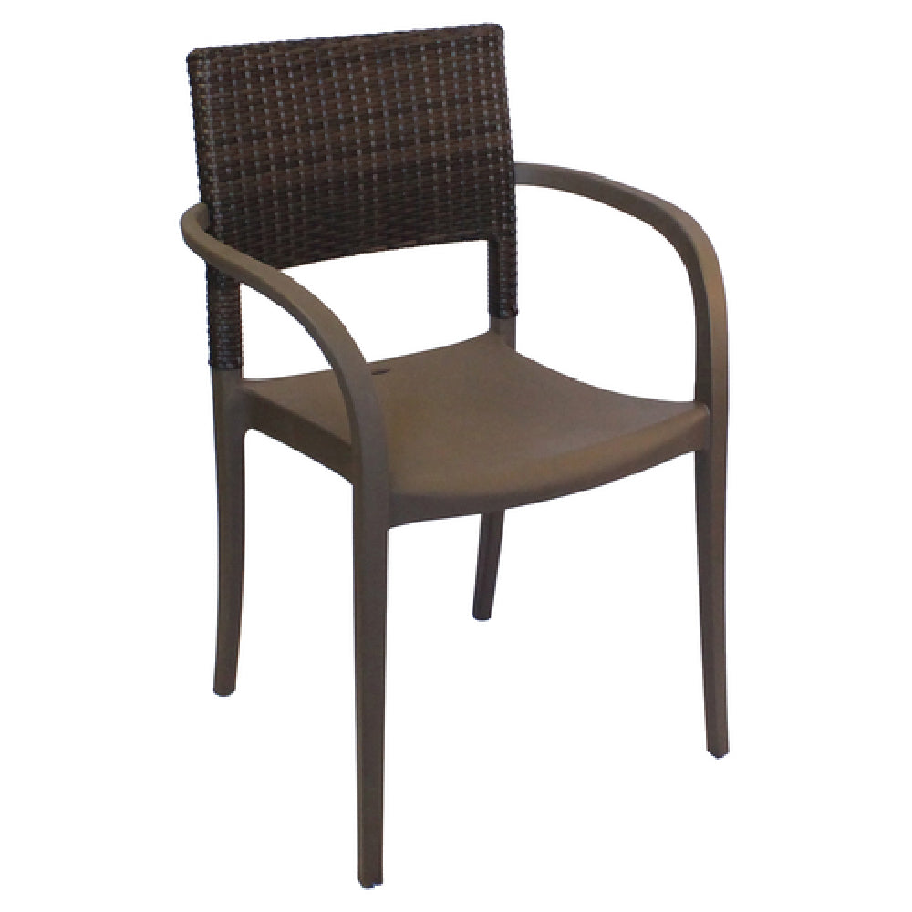 Grosfillex US986037 Java Stacking Armchair Indoor/outdoor Use Synthetic Wicker Back