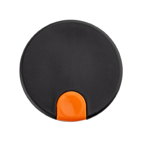 Tablecraft 12671 Decaf Lid 3.25" X 3.25" X 2" Orange Thumb Press