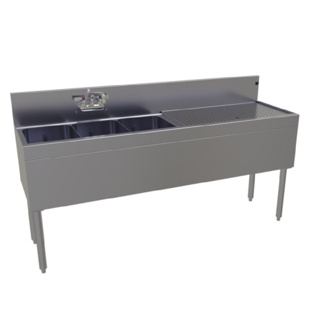 Glastender TSA-66L-S Underbar Sink Unit Three Compartment 66"W X 19"D