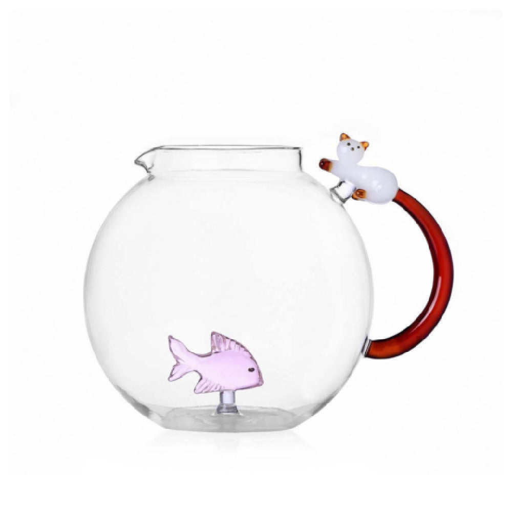 Rosenthal Sambonet Paderno IC352.090.02 Jug Pink Fish & White Cat With Amber Tail