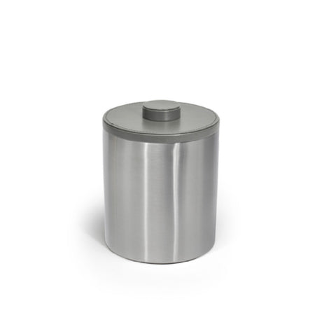 FOH RIB067BSS21 2qt Round Brushed Stainless Ice Bucket Silver With London Smoke Lid