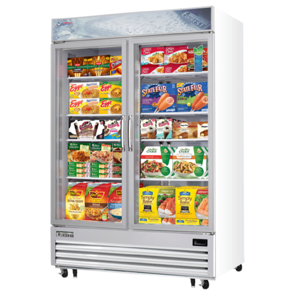 Everest Refrigeration EMGF48 Reach-In Glass Door Merchandiser Freezer Two-section