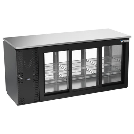Victory VBBN72HC-GS-PT-B - Pass-Thru Back Bar Refrigerator, Three-section, 72"W X 27-7/8”D X 34"H