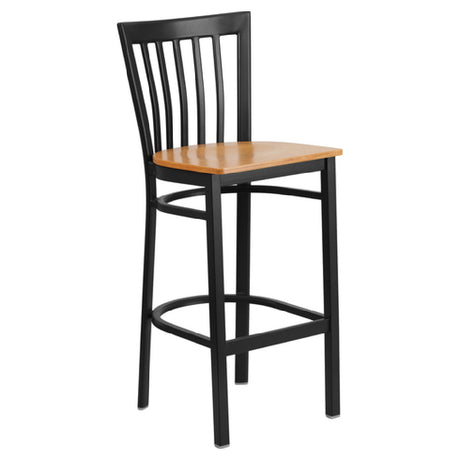 Flash Furniture XU-DG6R8BSCH-BAR-NATW-GG Hercules Series Restaurant Bar Stool Metal Schoolhouse Back