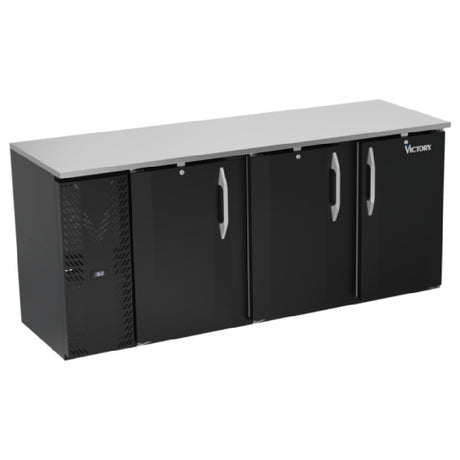 Victory VBBN78HC-B - Back Bar Refrigerator, Three-section, 78"W X 26-1/8"D X 34"H
