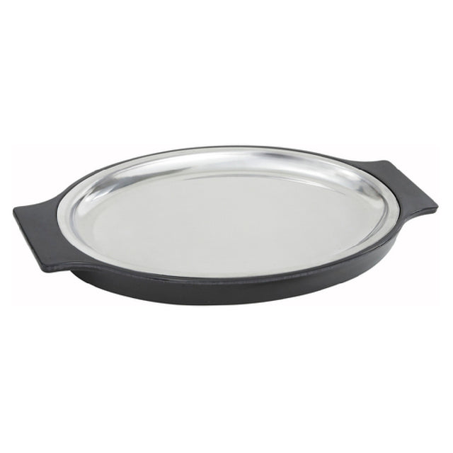 Winco SIZ-11ST Platter & Underliner Set Includes: 11" Stainless Steel Oval Oven Safe Platter And Bakelite® Underliner