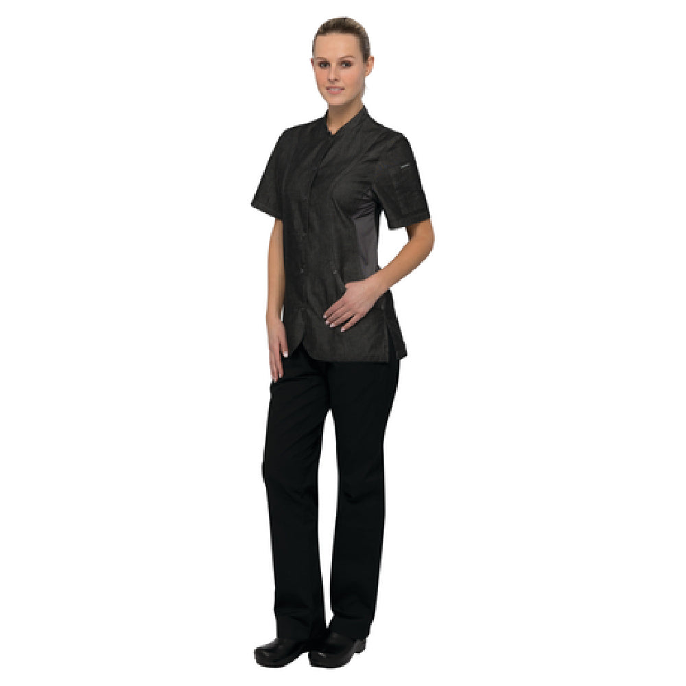 Chef Works CES05W-BLK-XS Women's Chelsea Chef Coat Single-breasted Short Sleeves