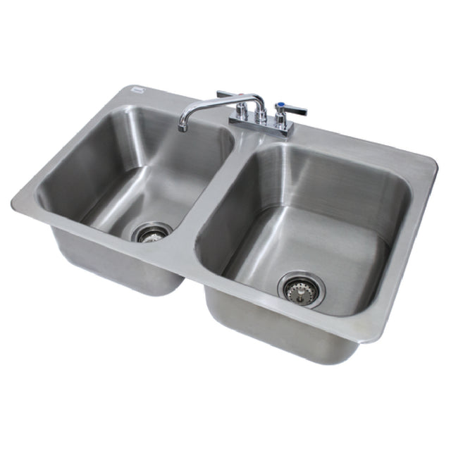 Advance Tabco DI-2-1410 Drop-In Sink 2-compartment 14" Wide X 16" Front-to-back X 10" Deep Each/bowl