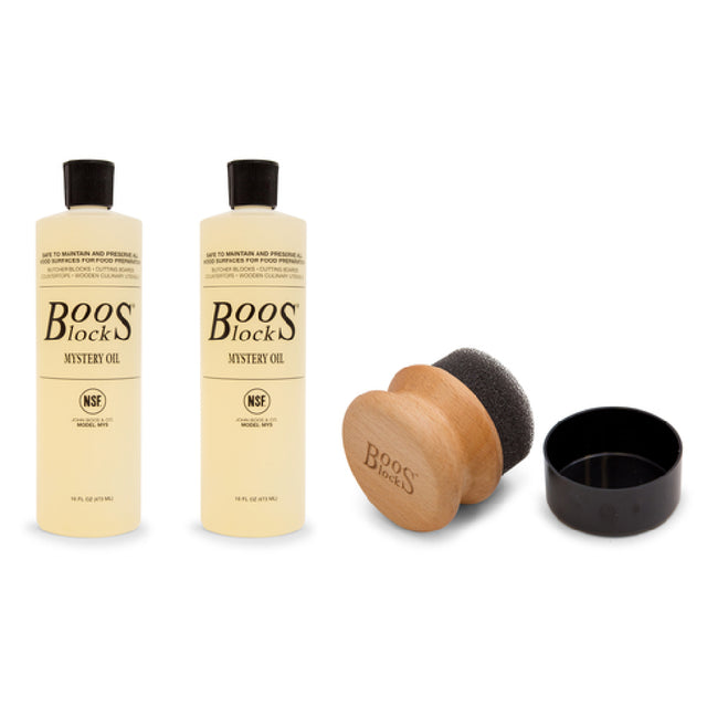 John Boos MYS2APP Boos Mystery Oil Pack (1) Oil And Cream Round Applicator And (2) 16oz Mystery Oil