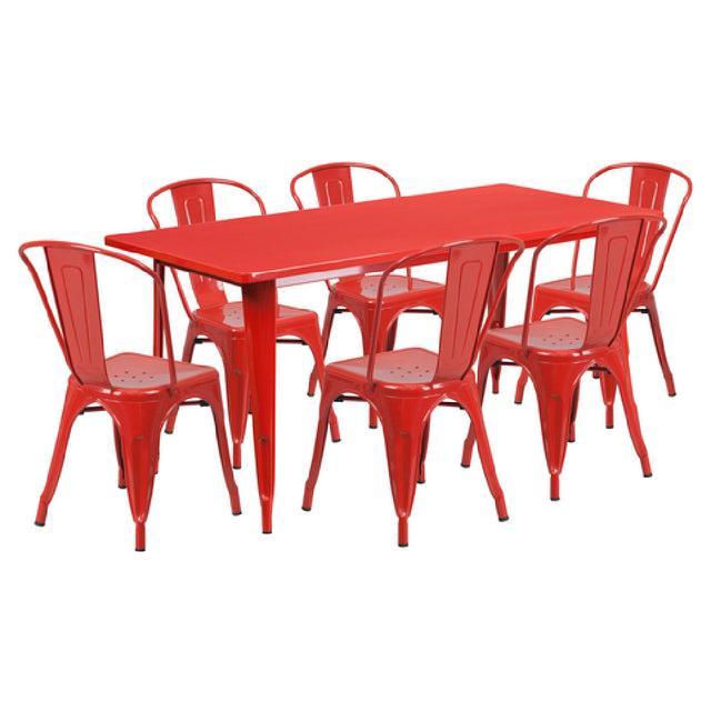 Flash Furniture ET-CT005-6-30-RED-GG Table And Chair Set Includes (1) 63"W X 31-1/2"D X 29-1/2"H Table