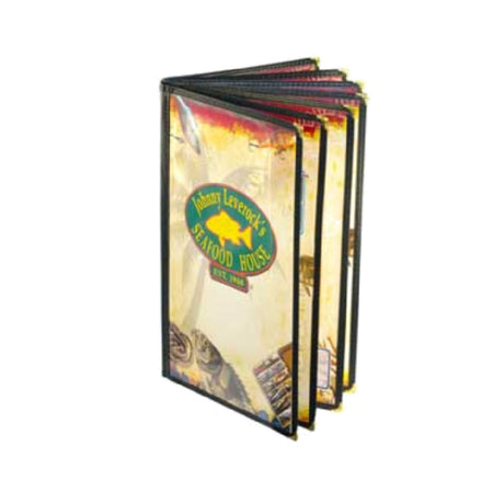 Menu Solutions SE380D Menu Jacket Holds 8-1/2" X 14" Insert Seven Pocket Booklet With 14 Views (binding On All Panels)
