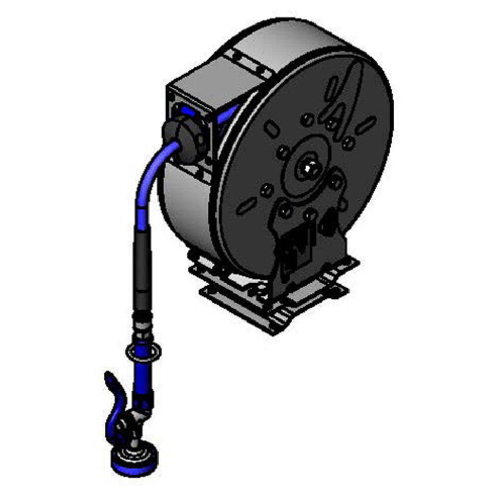 T&S Brass B-7122-C01-PPB Hose Reel Assembly Wall-mount Enclosed Stainless Steel Hose Reel With 3/8" X 30' Heavy-duty Non-marking Hose