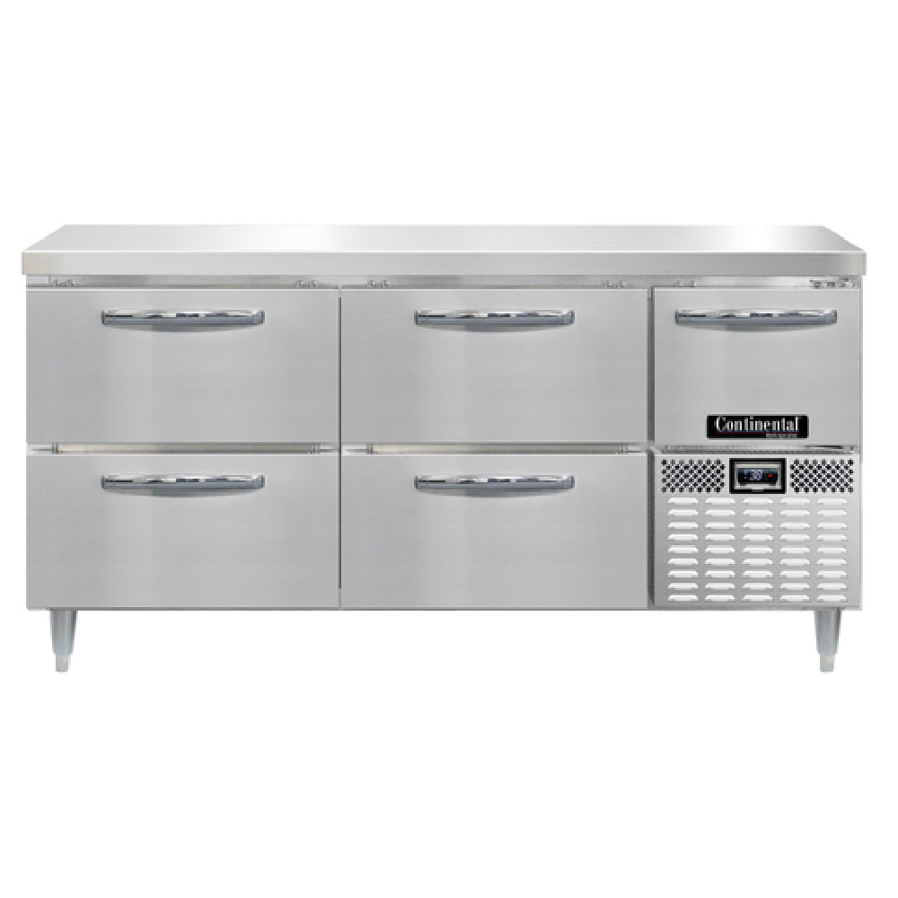 Continental Refrigerator DRA68NSS-F Designer Line Work Top Fish File 68"W 300 Stainless Steel Work Top