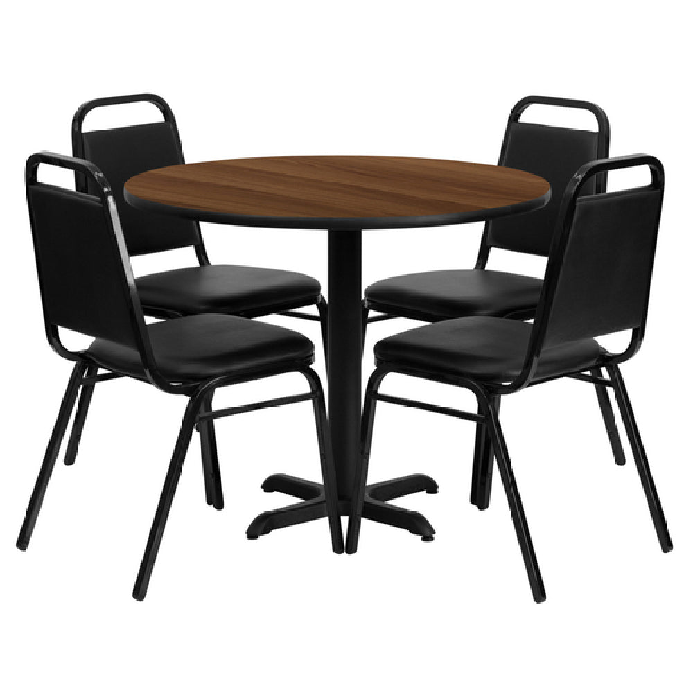 Flash Furniture HDBF1004-GG Table And Banquet Chair Set Includes (1) 36" Dia. X 30"H Table