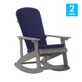 Flash Furniture 2-JJ-C14705-CSNBL-GY-GG Savannah Adirondack Rocking Chair All-weather Poly Resin Wood