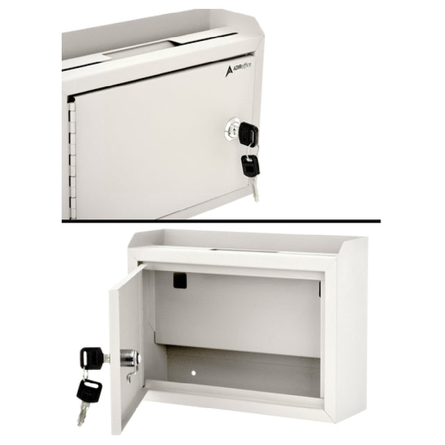 Alpine Industries ADI631-02-WHI Suggestion Box 9-8/10" X 3-4/10" X 7-1/2"H Wall Mountable