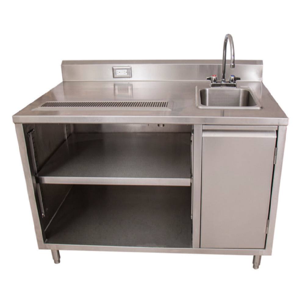 BK Resources BEVT-3072R Beverage Table 72"W X 30"D 14" X 10" Sink On Right With BKF-4DM-3G-G Gooseneck Faucet