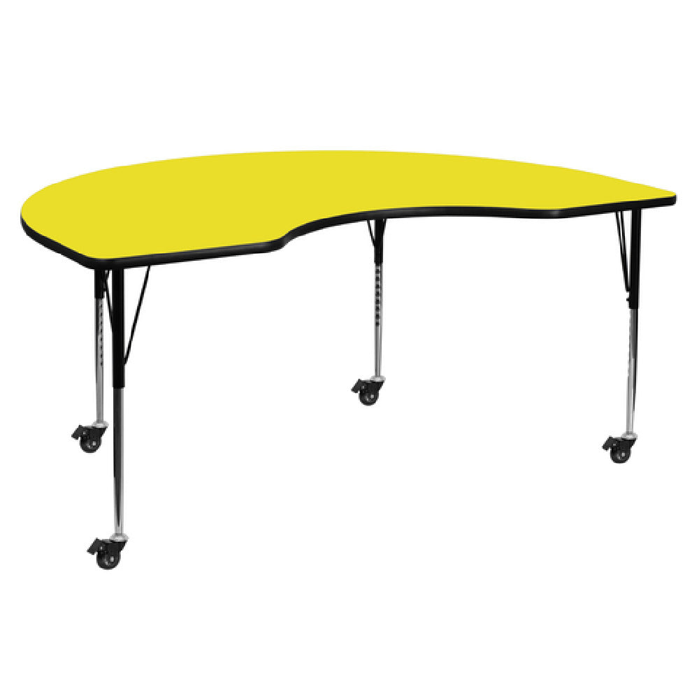 Flash Furniture XU-A4872-KIDNY-YEL-H-A-CAS-GG Activity Table 72"W X 48"D X 22-2/5" To 30-1/2" Adjustable Height