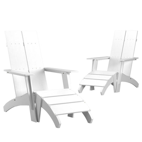 Flash Furniture 2-JJ-C14509-14309-WH-GG Sawyer Modern Adirondack Chair With Foot Rest