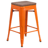 Flash Furniture CH-31320-24-OR-WD-GG Bar Stool 500 Lb. Weight Capacity Counter Height