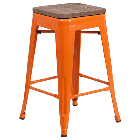 Flash Furniture CH-31320-24-OR-WD-GG Bar Stool 500 Lb. Weight Capacity Counter Height