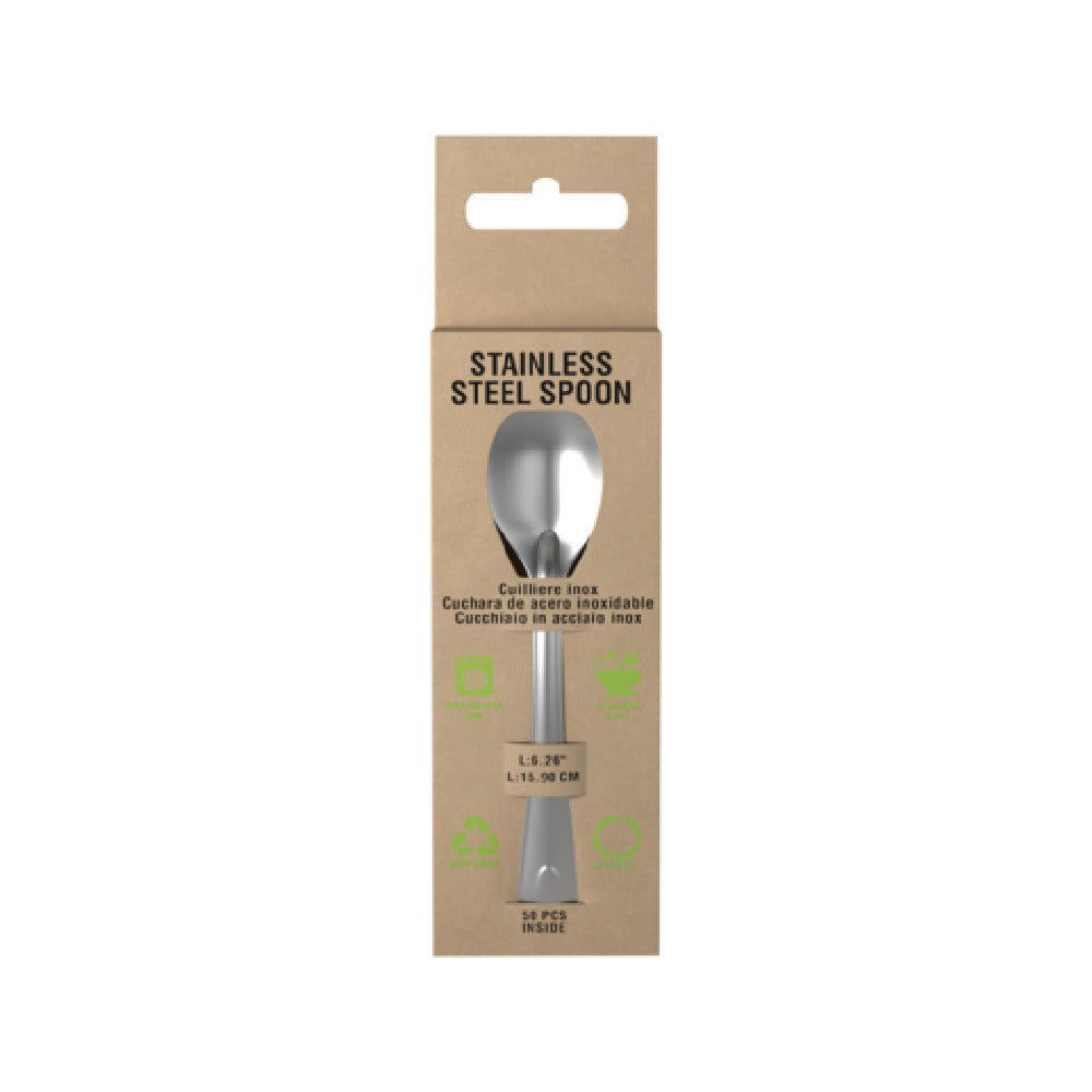 PacknWood 294CVINOXL3 - Dinner Spoon, 6-1/5", Stainless Steel (per Case = 500 Each)