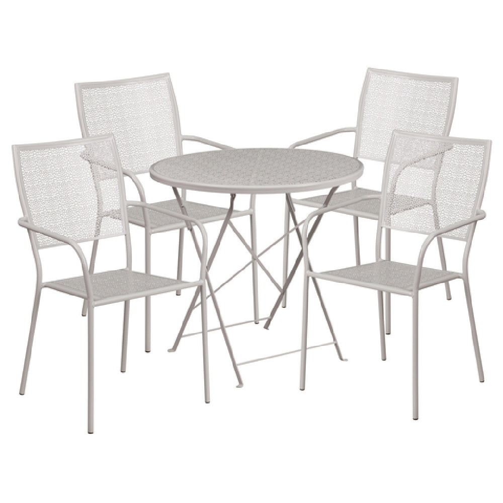 Flash Furniture CO-30RDF-02CHR4-SIL-GG Patio Table Set Includes (1) Folding Table: 30" Dia. X 28"H