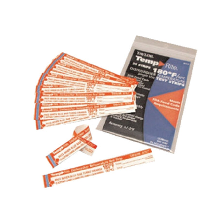 Taylor 8767J TempRite® Dishwasher Temperature Test Strips 180°F (82° C) (25 Strips Per Pack)