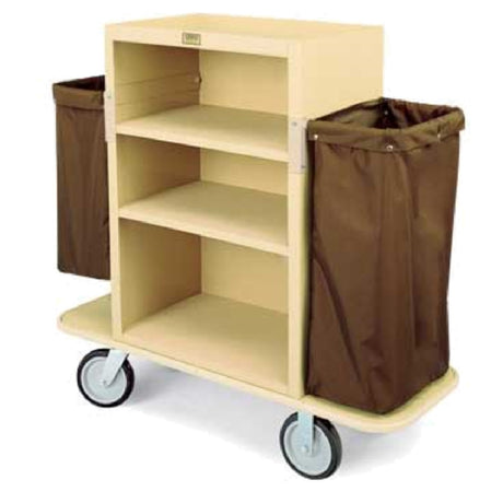 Forbes Industries 2193-42 Plastic Housekeeping Cart Three Shelves In A 30" W X 19" D X 42" H (extra Tall) Cabinet With 2" Deep Top Tray