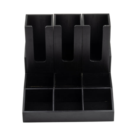 Tablecraft 12690 Coffee Condiment Organizer 15" X 1 4" X 7.5" 9 Compartments With 3 Cup/lid Holders
