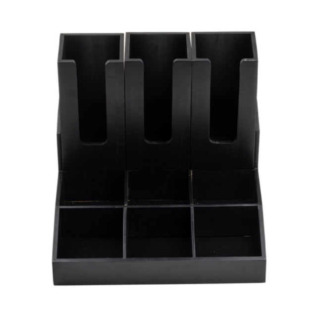 Tablecraft 12690 Coffee Condiment Organizer 15" X 1 4" X 7.5" 9 Compartments With 3 Cup/lid Holders