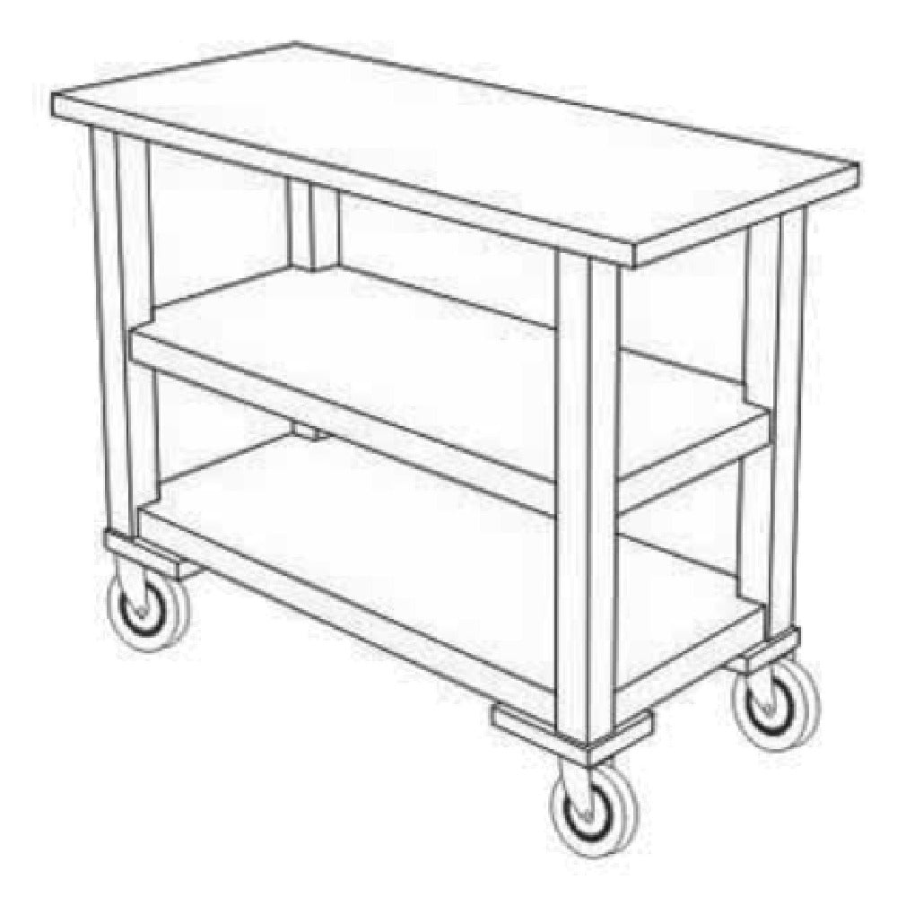 Forbes Industries 5527 Service Cart Open (3) Wood Veneer Shelves