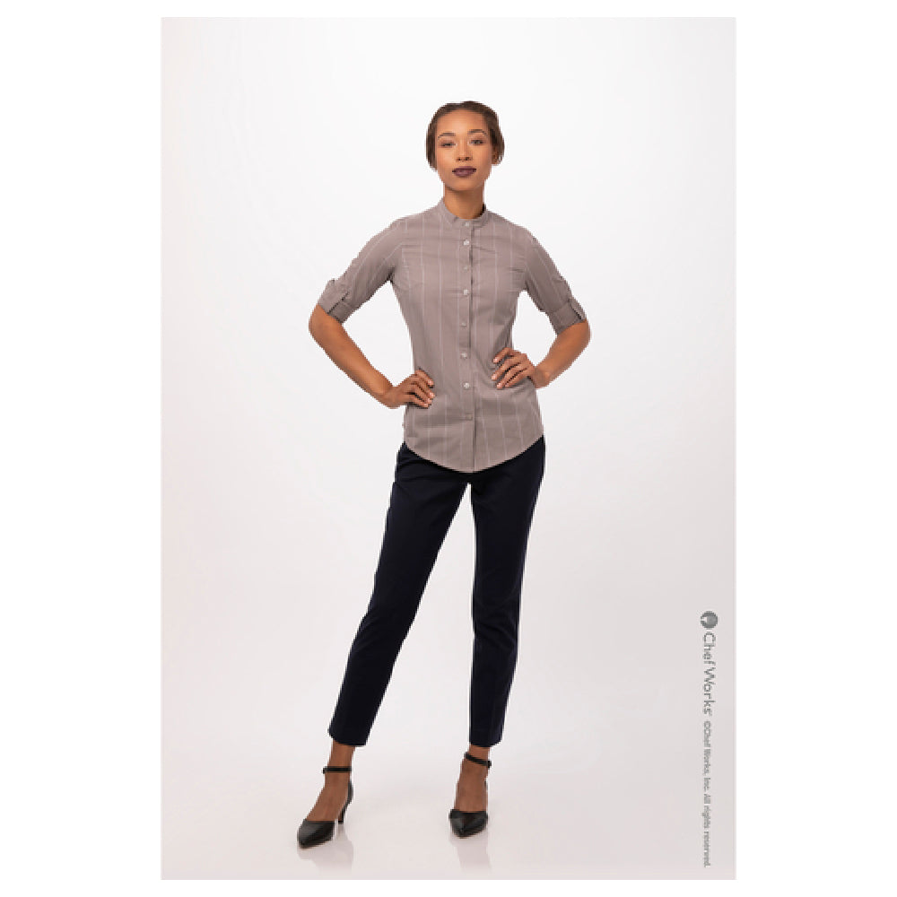 Chef Works SFB03WTAUXS Women's Voce Dress Shirt Roll-up Long Sleeves With Button Tab