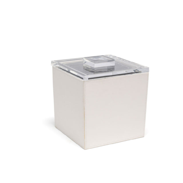 FOH RIB002WHL11 3.5qt Square London Ice Bucket White With Acrylic Lid Includes One RIB001WHL11-BTM 3.5qt Square Ice Bucket Base White