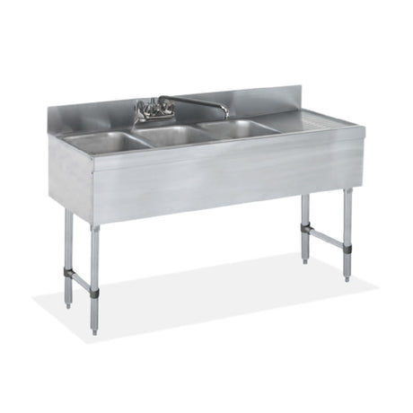 Steel Works Stainless SWBAR3B48-R Three Compartment Underbar Sink 48" X 18-3/4" X 33"H