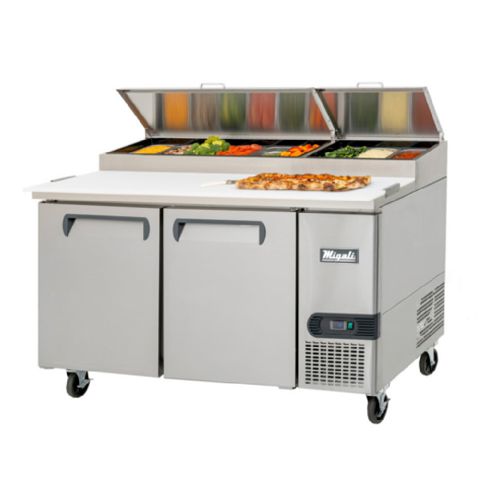 C-PP67-HC Migali 67" 2 Door Refrigerated Pizza Prep Table