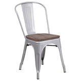 Flash Furniture CH-31230-SIL-WD-GG Stacking Side Chair 500 Lb. Weight Capacity