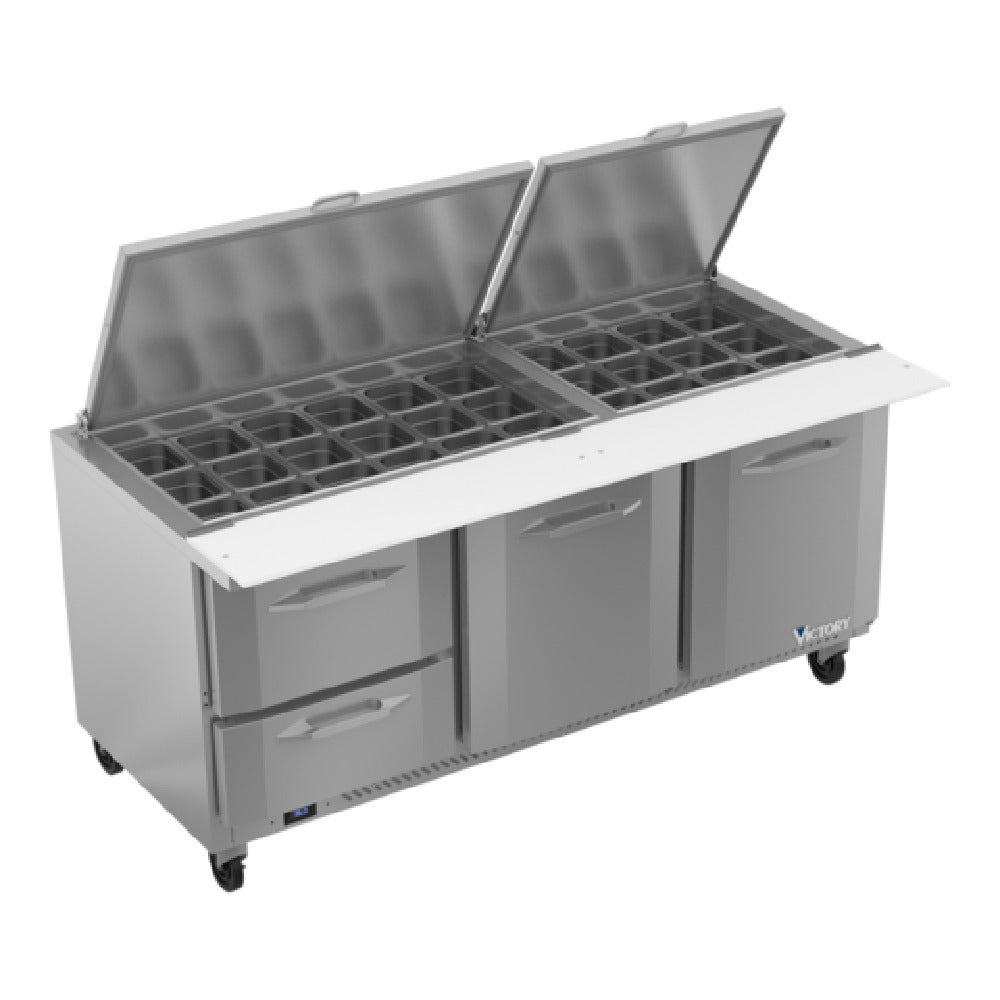 Victory VSPD72HC-30B-2 UltraSpec™ Series Big Top Sandwich Prep Table Powered By V-Core™