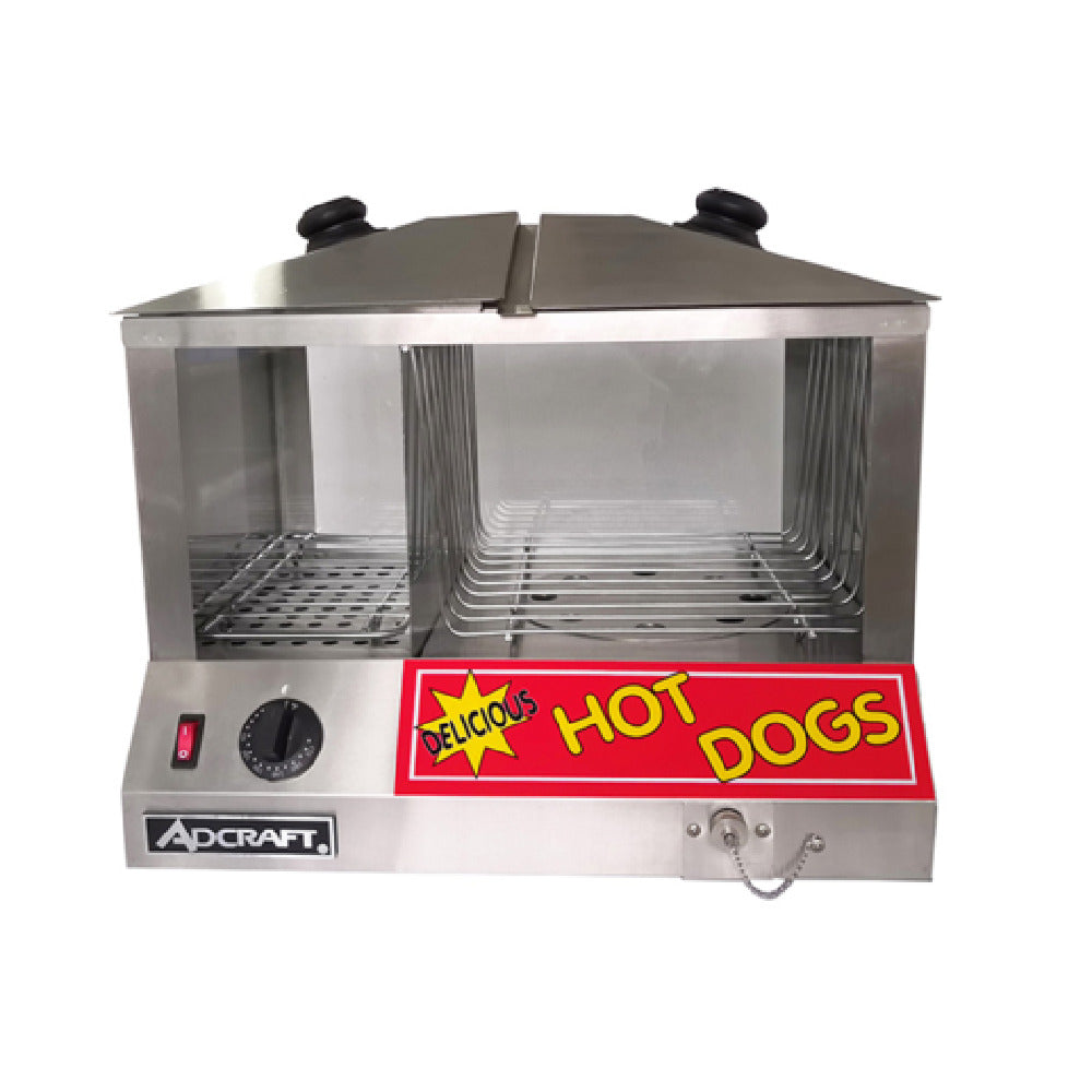 Admiral Craft HDS-1300W/100 Hot Dog & Bun Steamer 18"W X 14-1/4"D X 16"H Side By Side