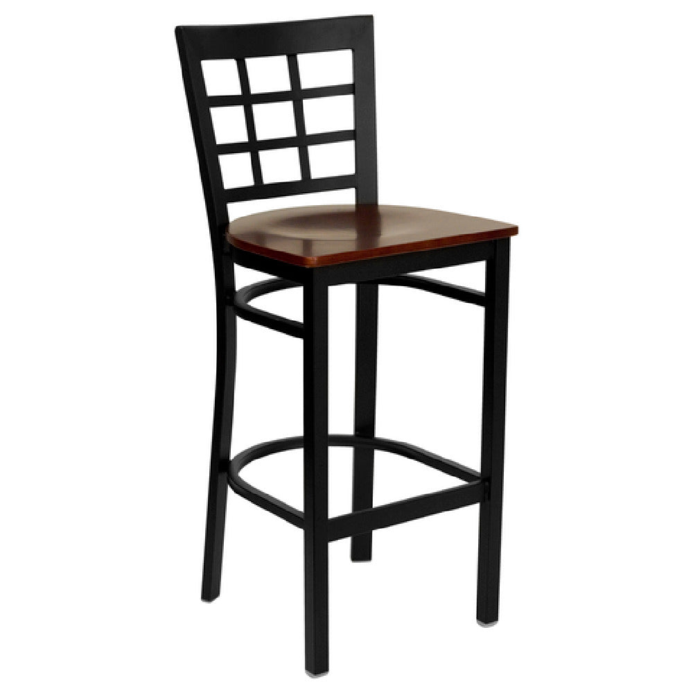 Flash Furniture XU-DG6R7BWIN-BAR-MAHW-GG Hercules Series Restaurant Bar Stool Metal Window Pane Back