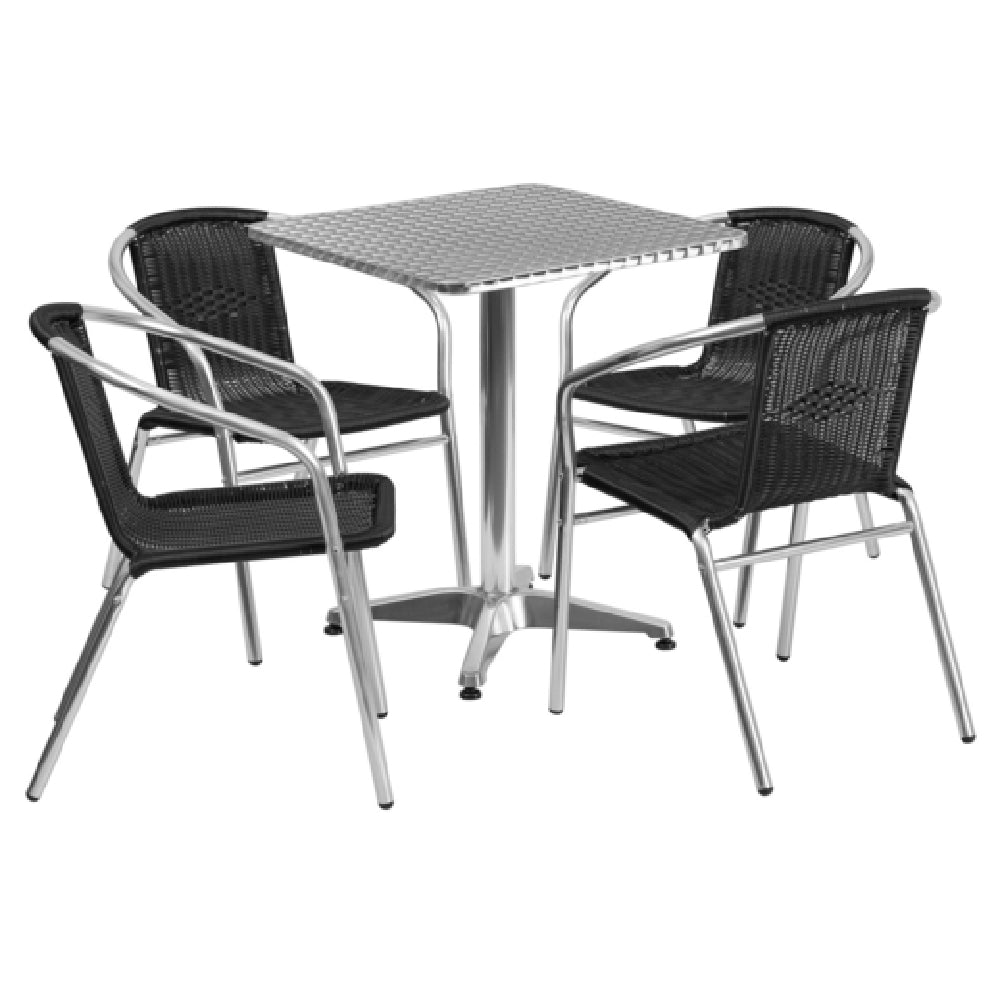 Flash Furniture TLH-ALUM-24SQ-020BKCHR4-GG Table & Chair Set Includes (1) 23-1/2"W X 23-1/2"D X 27-1/2"H Table