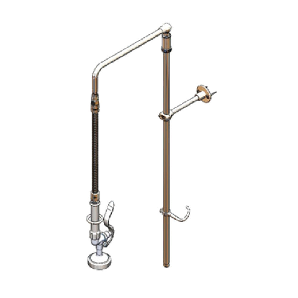 T&S Brass B-0111-02 Pre-Rinse Unit Without Base Faucet Overhead Swivel Gooseneck Reaches 12" Over Sink Top