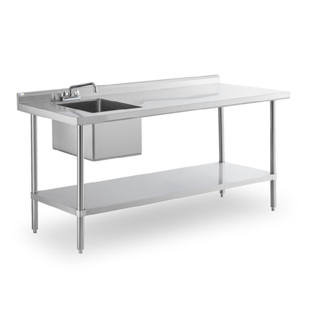 Steel Works Stainless SWSTM-3048WS-L-316 Sink Table 30" X 48" X 35-1/2"H With 2" Backsplash And 1/2" Marine Edges At 3 Sides 16ga/304 Stainless Steel