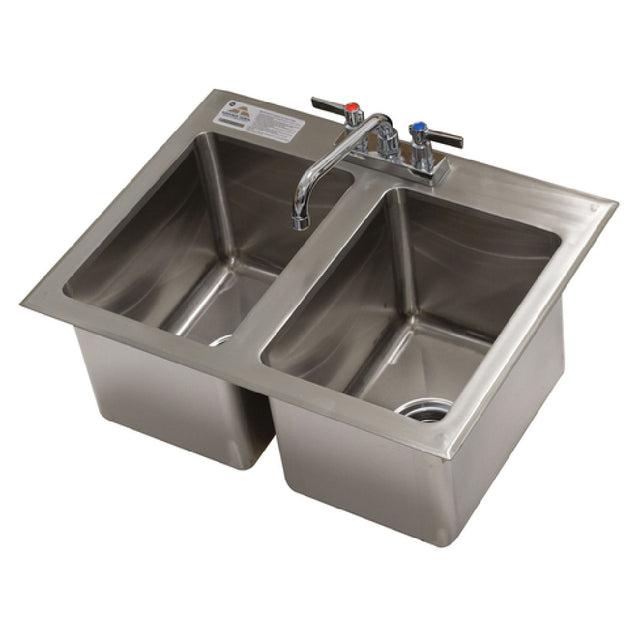 Advance Tabco DI-2-10-EC-X Special Value Drop-In Sink 2-compartment 10" Wide X 14" Front-to-back X 10" Deep Each/bowl