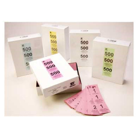 Stanton Trading 3GCR-ASSORTED Coat Room Check Cardboard Triplicate Tickets Assorted Colors (beige Blue Green Orange Pink White And Yellow) (50 Boxes Per Case)