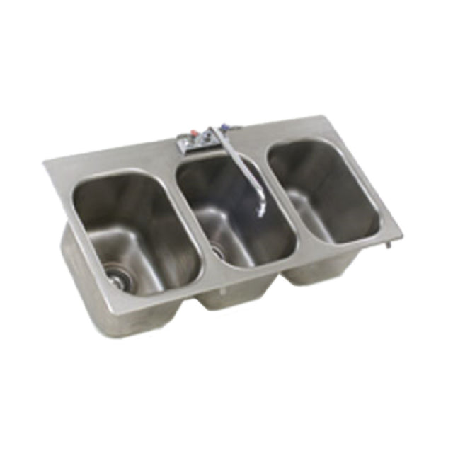 Eagle SR10-14-9.5-3-2X Self-Rimming Drop-In Sink Three Compartment 10" Wide X 14" Front-to-back X 9-1/2" Deep Bowls