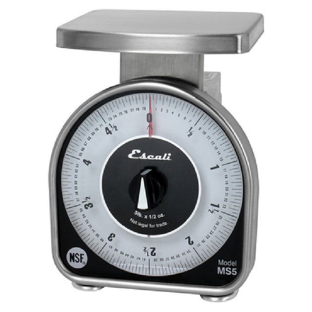 San Jamar SCMDL5 Escali Mechanical Dial Scale 6-1/2"W X 6-3/4"D X 8-1/2"H 5 Lb. X 1/2 Oz.