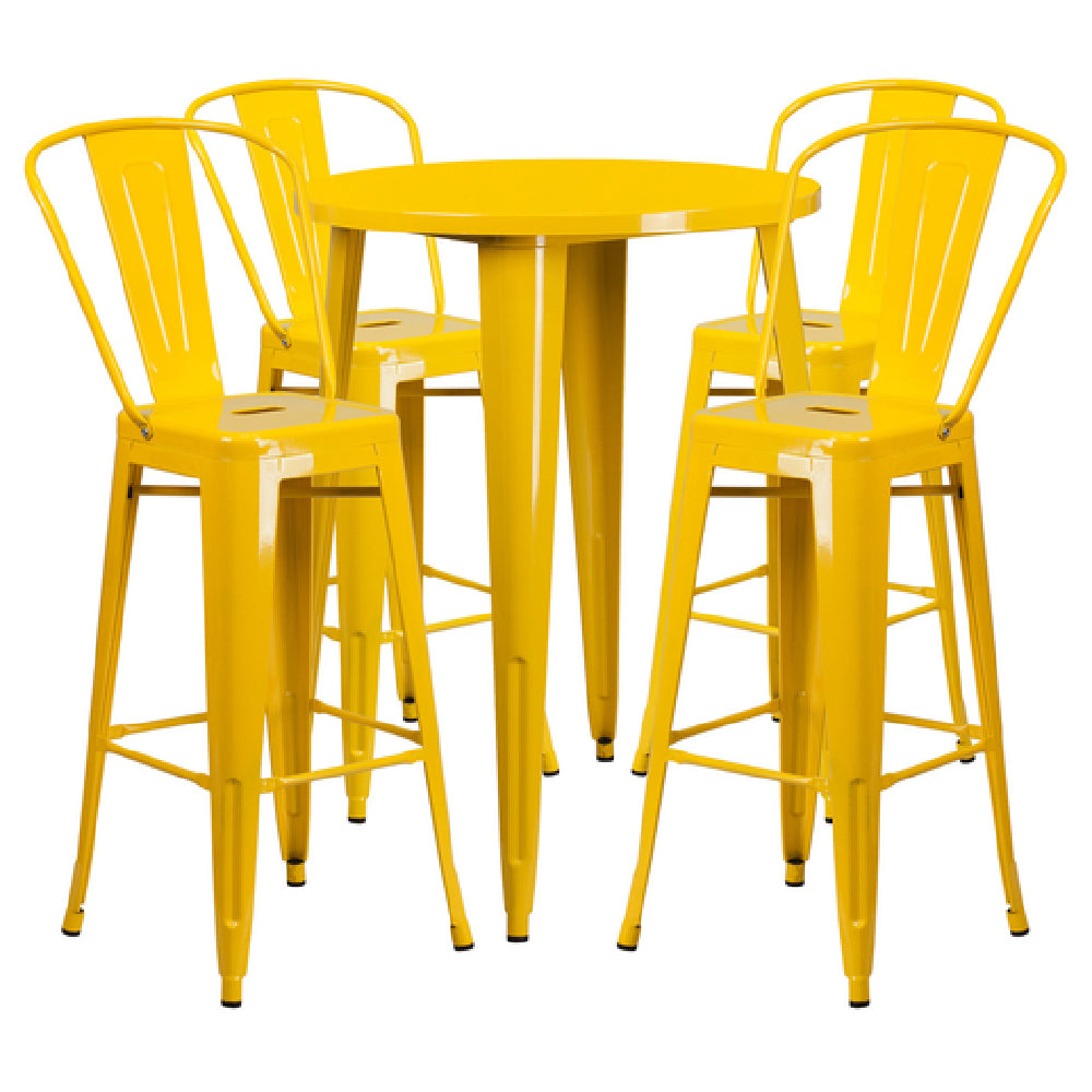 Flash Furniture CH-51090BH-4-30CAFE-YL-GG Table And Bar Stool Set Includes (1) 30" Dia. X 41"H Table