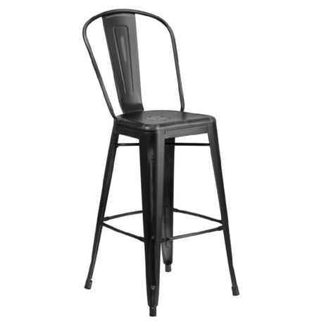 Flash Furniture ET-3534-30-BK-GG Bar Stool 500 Lb. Weight Capacity Curved Back With Vertical Slat